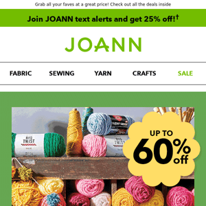 Stock up on craft supplies with up to 60% off!