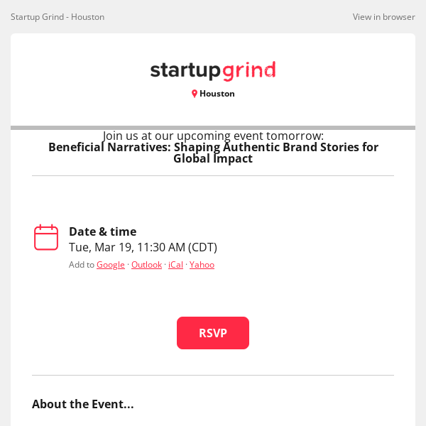 Event Tomorrow: Beneficial Narratives: Shaping Authentic Brand Stories for Global Impact