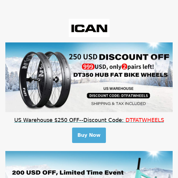 ICAN Fat Bike Wheels & Frame Promotion-UP TO $250 OFF