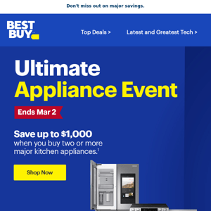🚨 Hurry! Ultimate Appliance Event ends Thursday