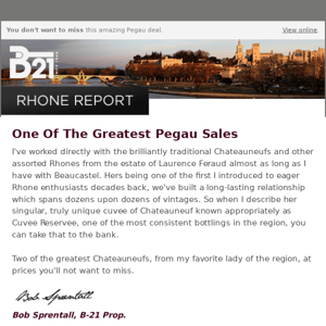 One Of The Greatest Pegau Sales