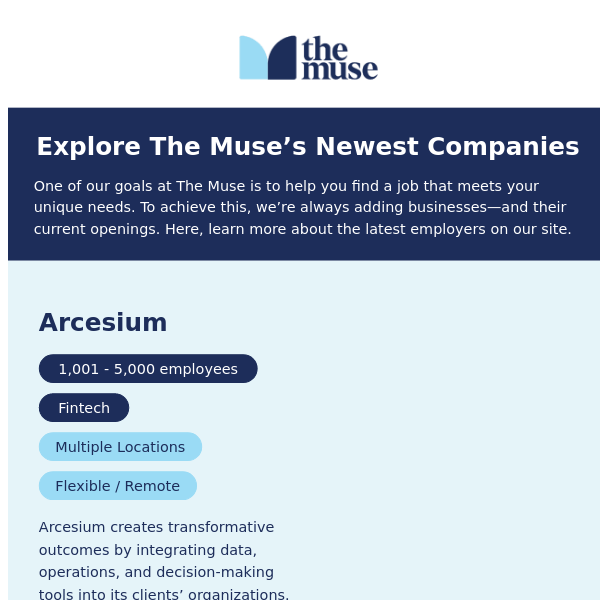 New companies on The Muse