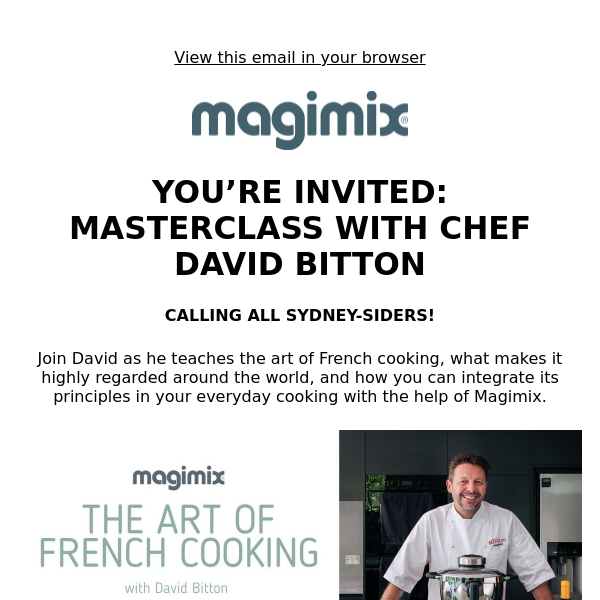 YOU'RE INVITED: Masterclass with Chef David Bitton