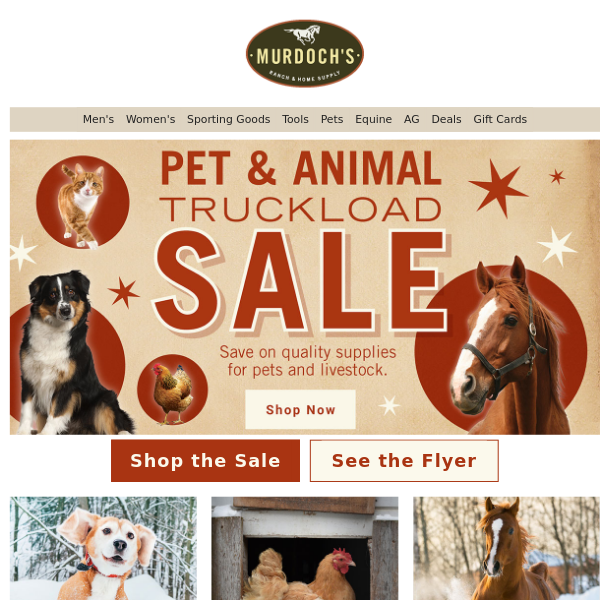 Murdoch's Pet & Animal Truckload Sale Starts Now