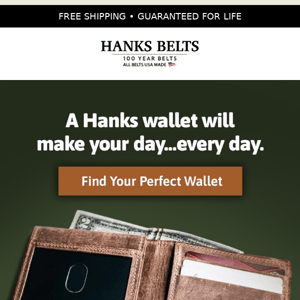 Keep your pockets organized with a Hanks wallet