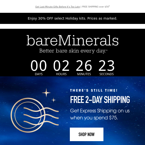 Free 2-Day Shipping Ends at 1PM EST