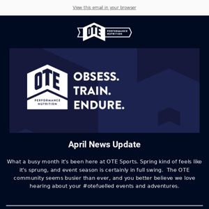Obsess, Train, Endure | April Monthly News Catch Up
