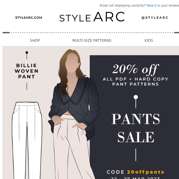 ⏰ Final Days -  20% Off Pants Patterns!