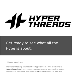 Your Hyperthreads account has successfully been created!
