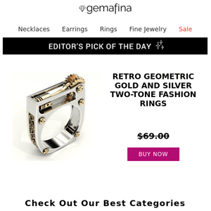 Editor's Pick: Retro Geometric Gold and Silver Two-tone Fashion Rings