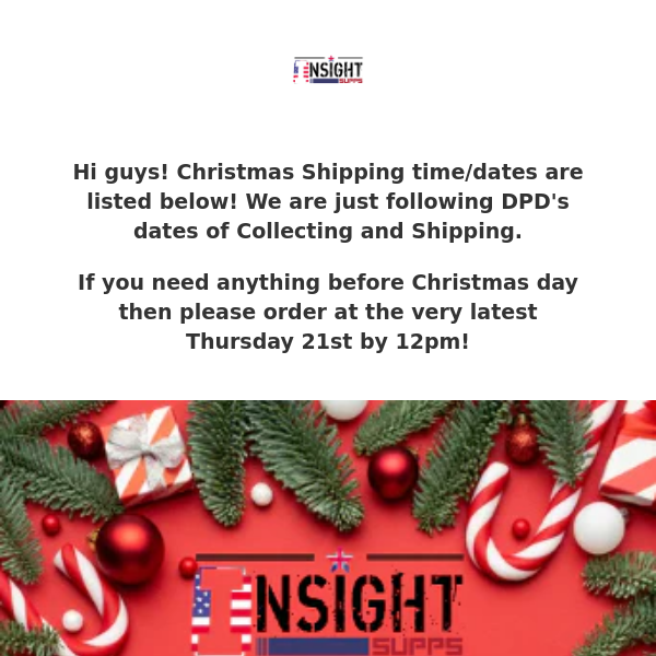 Christmas Shipping Times!
