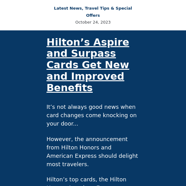 Hilton Aspire new benefits, Admirals Club Denver, Amtrak changes, and more...