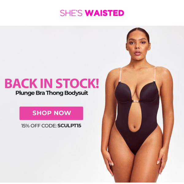 BACK IN STOCK! Plunge Bra Thong Body Suit - She's Waisted