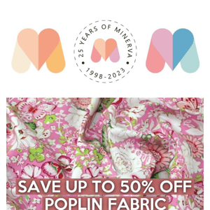 Up to 50% off beginner-friendly poplin fabric!