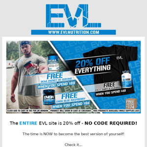 20% OFF SITEWIDE ⚡ FREE BCAA Energy @ $89!