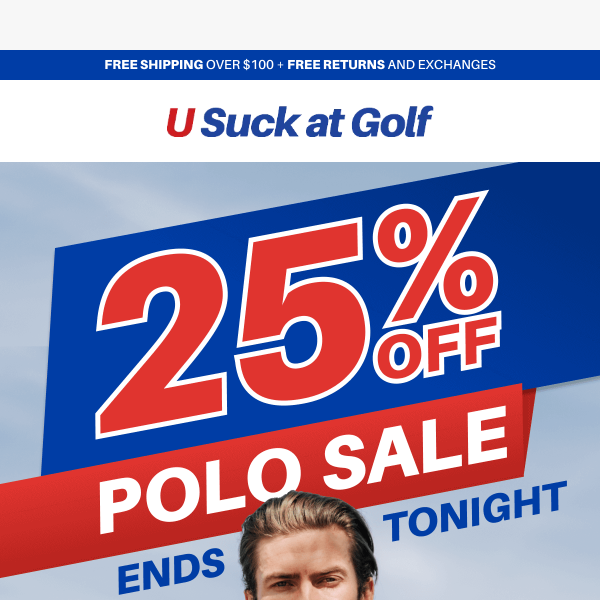 Swing into Savings: 25% Off Polos Ends Tonight!