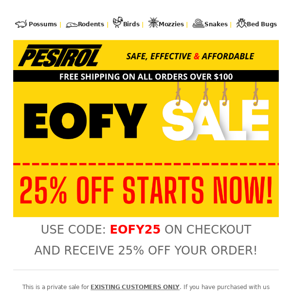 LAST CHANCE - EOFY 25% OFF SALE - EXISTING CUSTOMERS ONLY 🔥