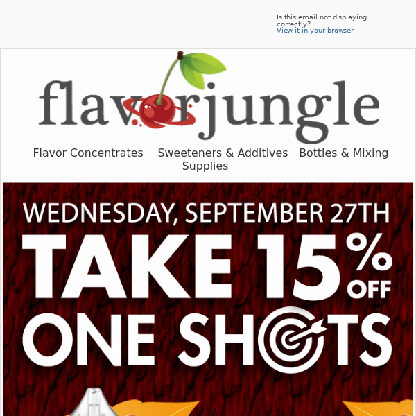 TAKE 15% OFF One Shots at FlavorJungle.com