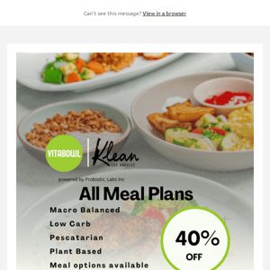 All meal plans 40% off!