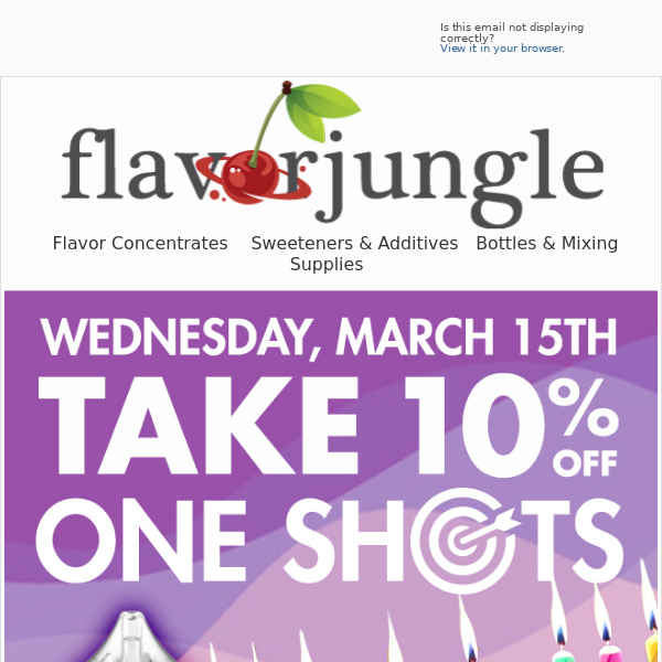 New One Shot & 10% OFF One Shots at FlavorJungle.com