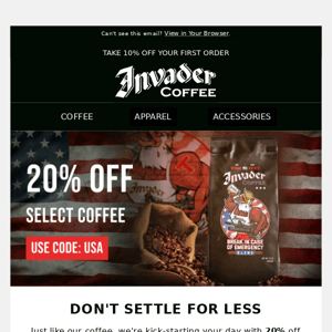 F*ck Sh*t Up and get 20% off coffee.