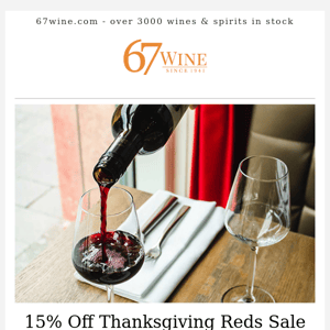 15% Off Thanksgiving Reds Sale