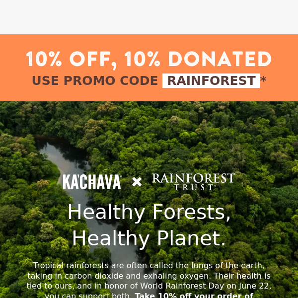 Get 10% off, donate 10% to tropical rainforests 🌴