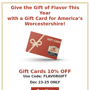 Still time to give a Gift Card for Christmas!