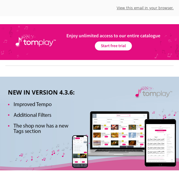 🎻 App update - Download the brand new version 4.3.6 of Tomplay! 🚀