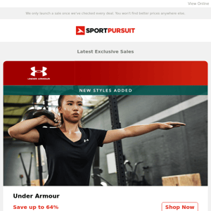 Under Armour - New Products | Ion MTB Clothing | Wilde & King | Veho Electronics | Hannah Clothing | Up to 80% Off!