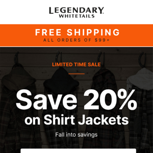 Fall Into Savings - 20% Off Shirt Jackets