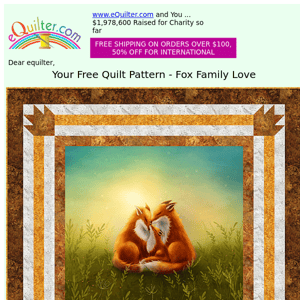 Your Free Quilt Pattern - Fox Family Love - Free Shipping