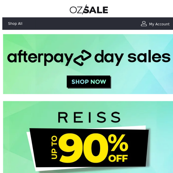 Reiss Apparel Up To 90% Off 🥳Afterpay Day Is On!