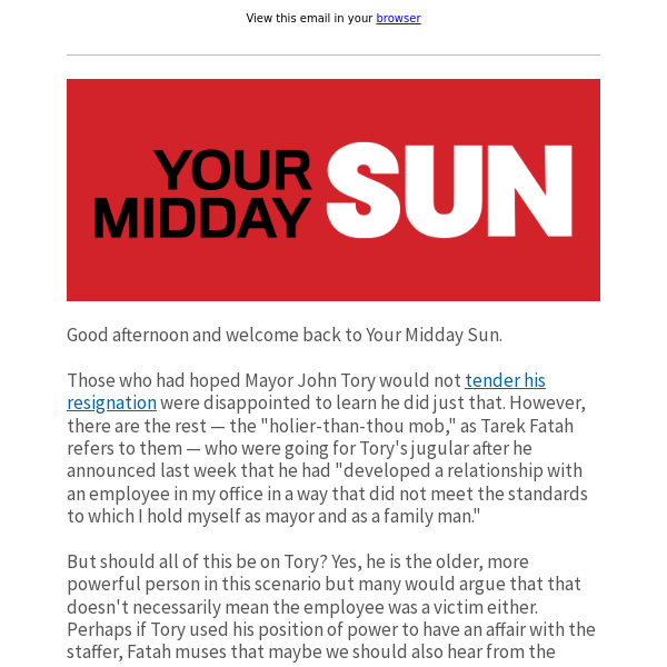 MIDDAY SUN: Should Tory's resignation fall entirely on his shoulders?