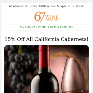 15% Off All California Cabernets