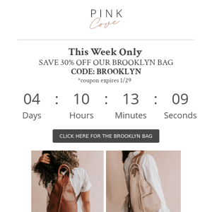Save 30% OFF Our Brooklyn Bag. This Week Only