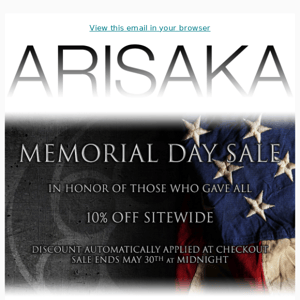 Arisaka Memorial Day Sale - NEW 18350 E2XTL Light Available Now!