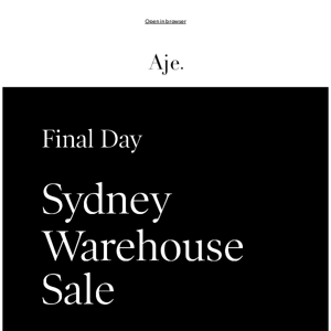 Final Day | Sydney Warehouse Sale