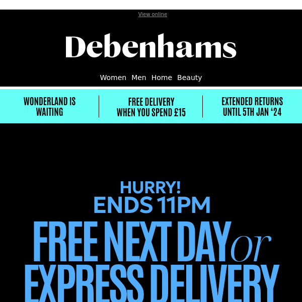 🥶 FREE Next Day Delivery must end 11pm Debenhams 🥶