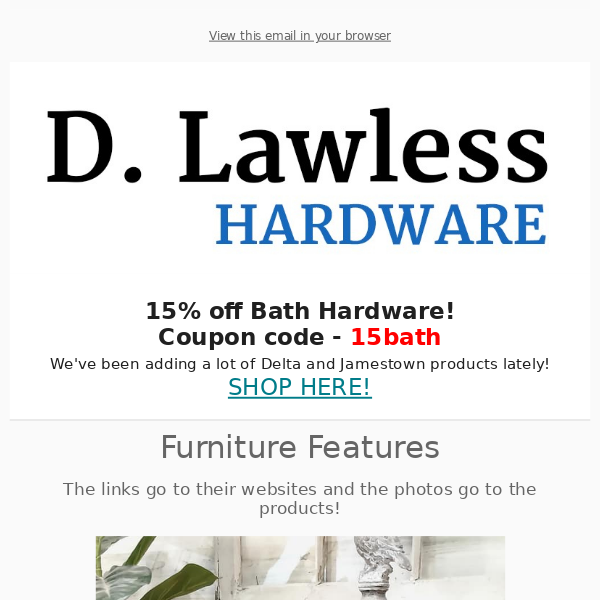 15% off Bathroom Hardware + Small Business Feature!