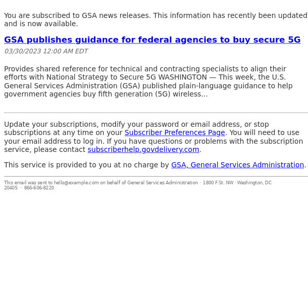 GSA publishes guidance for federal agencies to buy secure 5G