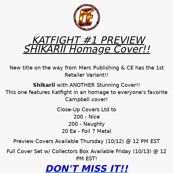❤️‍🔥SHIKARII CAMPBELL HOMAGE❤️‍🔥 REVEALED! KATFIGHT #1 PREVIEW ISSUE
