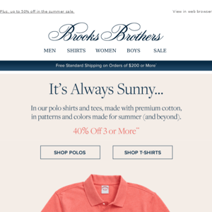 40% off summer’s favorite polos & tees