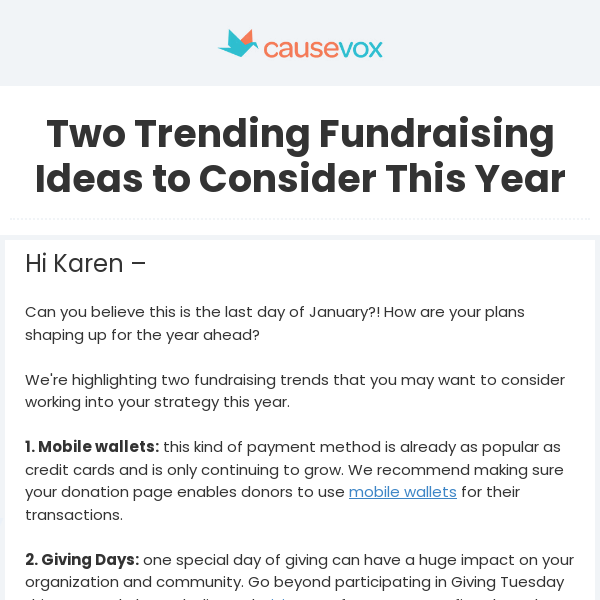 Two Trending Fundraising Ideas to Consider This Year