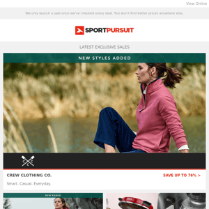 Crew Clothing Co. - New Products | Regatta | H.Koenig | Milo | Autumn Cycling | Up to 76% Off!