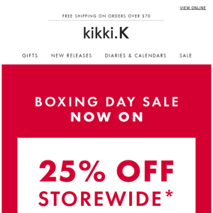 BOXING DAY | 25% Off Storewide