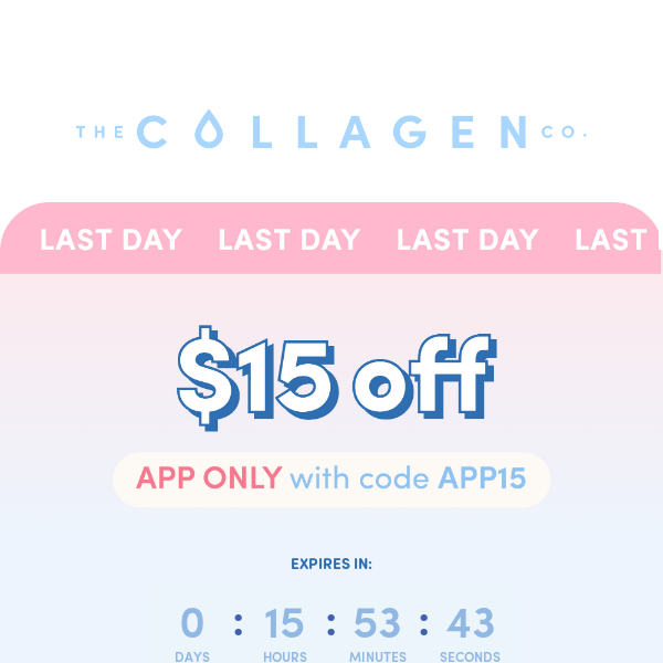 Only hours left ⏰ Get $15 off