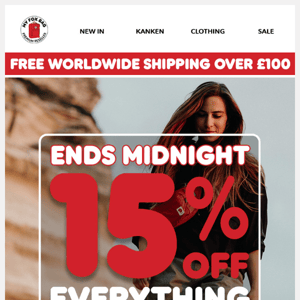 Ends Midnight - 15% Off Everything
