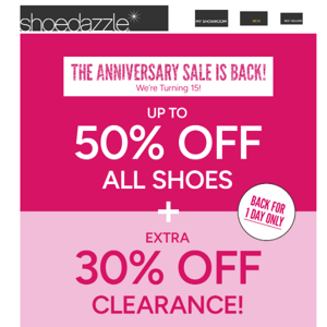 ONE DAY ONLY: 50% Off Shoes & More ✨✨