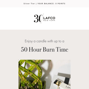 A free candle with a 50 hour burn time